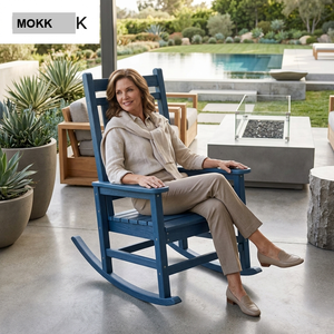 Fauteuil à bascule Adirondack MOKK série R 664 à dossier haut <span class=keywords><strong>en</strong></span> HDPE, résistant aux intempéries, robuste, pour patio, terrasse, jardin, véranda - Product Image 5