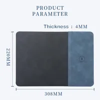 Tapis de Souris 2-en-1 en Cuir PU avec Recharge Rapide Sans Fil 15W pour Téléphone, Tapis de Souris de Jeu pour PC, Ordinateurs Portables et Accessoires de Bureau