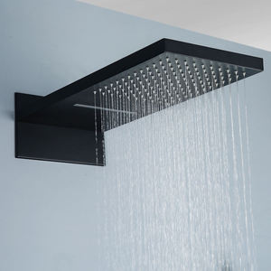 Luxury 59-1 Brass Black Waterfall <b>Shower</b> <b>Rainfall</b> <b>Shower</b> Set Villa Hotel Rain Bathroom Concealed <b>Shower</b> Mixer - Product Image 6