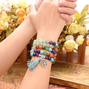 8mm gemma 7 Chakra Mala perle di preghiera bracciale e collana 108 meditazione multistrato <span class=keywords><strong>albero</strong></span> <span class=keywords><strong>della</strong></span> <span class=keywords><strong>vita</strong></span> braccialetto di fascino nappa - Product Image 6