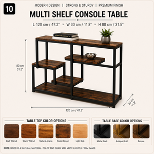 Multi Shelf <b>Console</b> <b>Table</b> with Open <b>Storage</b> Display Shelves for Entryway Living Room Hallway and Home Furniture - Product Image 2