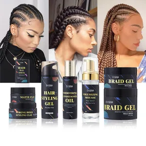 Private Label Volumizing Hair Mousse Styling Gel Vendor Edge Control Wax Stick Braiding Gel Extra Strong Hold Matte Clay