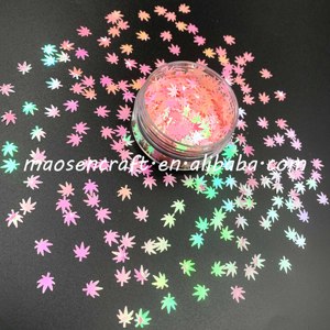 Vente d'usine à chaud, jolies paillettes en forme de mauvaises herbes rose, pour la décoration, populaire - Product Image 5