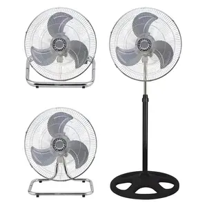 Ventilateur sur pied à lame métallique, 3 en 1, avec base ronde, de 18 pouces, appareil industriel en plastique