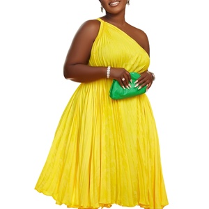Vestido Maxi <span class=keywords><strong>de</strong></span> Verano 2026 para Mujer, Talla Grande, Estilo Africano, con Hombro Descubierto, Pliegues, Cintura Ajustable y Color Sólido - Product Image 5