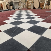 Carrelage en marbre noir et blanc à carreaux, poli, pour sol de salle de bain, crédence de cuisine, mur intérieur, salle à manger