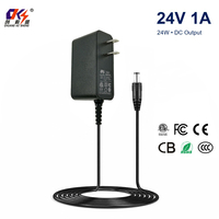 Adaptateur secteur 24V 1A 24W AC DC homologué ETL FCC CE CB RoHS CCC CQC, alimentation murale 24 volts 1 ampère, adaptateur en matériau PC