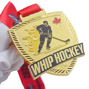 Médailles de hockey sur glace 3D personnalisées pour les sports de hockey canadien, médailles de compétition de Bandy, de baseball et de hockey sur gazon, en forme de bouclier - Product Image 1