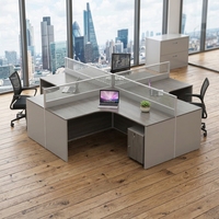Poste de travail de bureau incurvé avec cloison, bureau informatique moderne en bois, table de direction de luxe, ensemble de mobilier de bureau