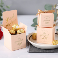 Boîte en carton de luxe avec papier doré, idéale pour les meilleurs vœux, emballage de chocolats et bonbons, boîte cadeau de mariage avec ruban décoratif