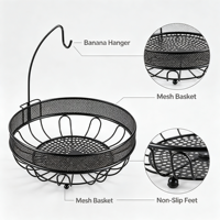 Panier de rangement en fil métallique pour fruits avec poignées, idéal pour aliments, boissons, garde-manger et comptoirs de cuisine