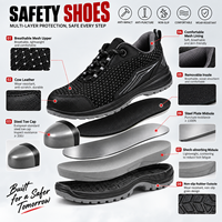Bottes de travail anti-coupure avec embout en acier anti-perforation, semelle intermédiaire en acier, tige en maille respirante, doublure en maille, semelle extérieure en PU, toutes saisons