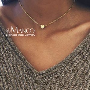 EManco-collar de corazón de acero inoxidable para mujer, Gargantilla corta, cadena, <span class=keywords><strong>accesorios</strong></span> al <span class=keywords><strong>por</strong></span> mayor - Product Image 2