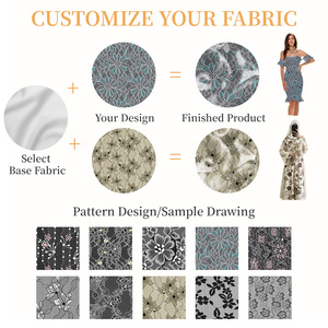 Tela de encaje de <span class=keywords><strong>terciopelo</strong></span> bordado con cordón Chantilly floral 3D francés negro al por mayor, malla transparente para vestido de noche y lencería de mujer - Product Image 4