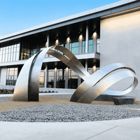 Sculpture Circulaire Moderne en Métal pour Cour, Pelouse, Entrée de Resort et Projet de Paysage Contemporain
