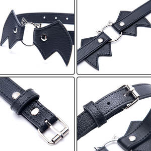 Punk gotische vleermuisvleugels vampier lederen halsband bondage Halloween kerst choker ketting - Product Image 5