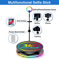 Machine à lumière d'appoint pour photomaton 360°, caméra, iPad, selfie, vidéo, rotation automatique pour fête, anneau lumineux, rotation à 360° avec support