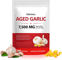 Gélules d'extrait d'ail vieilli OEM 7500mg, capsules d'extrait d'ail sans odeur, suppléments d'ail vieilli pour la santé cardiaque et immunitaire