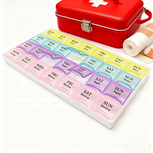 Organisateur de médicaments PP mensuel et hebdomadaire en gros, grand distributeur de pilules portable à 28 compartiments, résistant aux enfants, pour la démence - Product Image 1