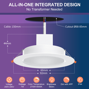 Downlights LED Inteligentes DUSKTEC, Luces de Techo Empotrables CCT RGBW RGB de 3, 4 y 5 Pulgadas, 6W y 12W - Product Image 6