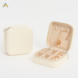 Auralux Bán Buôn Nhỏ Sang Trọng Dây Kéo PVC Da Xách Tay Vòng Cổ Bông Tai Vòng Lưu Trữ Đồ Trang Sức Du Lịch Hộp - Product Image 4