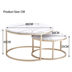 Bộ Bàn Cà Phê Đá Cẩm Thạch Sang Trọng Kiểu Bắc Âu Bàn Cà Phê Hiện Đại Bàn Cạnh Tròn Bằng Gỗ Với Chân Kim Loại Màu Vàng Đồ Nội Thất Phòng Khách - Product Image 5