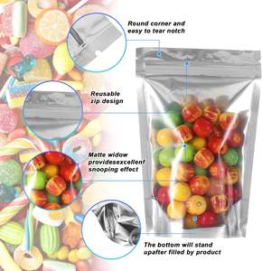 <b>Heavy</b> Duty Clear Front Plastic Zipper <b>Stand</b> Pouch <b>Bags</b> Aluminum Foil Back Moisture Proof Reclosable Feature Customizable Food - Product Image 4