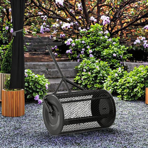 Épandeur <span class=keywords><strong>de</strong></span> fertilisant pour pelouse en métal à poignée en T robuste avec rouleau à mailles fendues pour une distribution uniforme du compost et des graines - Product Image 2