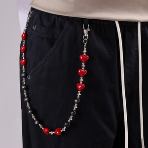 Gothic Red Heart Beaded Waist <b>Chain</b> Double Layer For <b>Jeans</b> Adult Fashion Accessory - Product Image 2