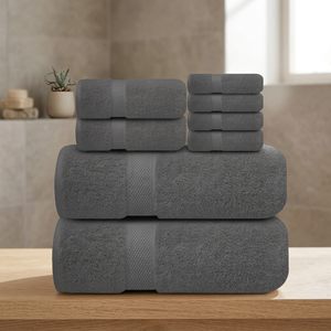 Ensemble de serviettes de bain en coton uni ORCHID, motif écossais, tissé rectangulaire, écologique, doux pour la peau, usage hôtelier, adulte - Product Image 1
