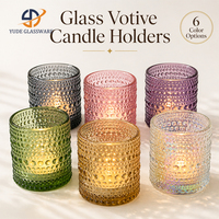 Porte-bougies votives transparents à rayures décoratives haut de gamme, fabriqués par un fabricant fiable, pour dîners romantiques