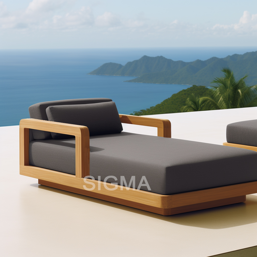 SIGMA Teak Chaise Lounge  All Weather Teak Outdoor Furniture Garden Sets Outdoor Furniture Sunbed