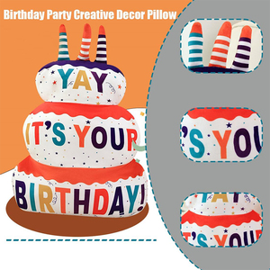 Coussin en peluche géant 3D en forme de gâteau d'anniversaire de 17,7 pouces, doux et mignon, pour cadeaux - Product Image 2