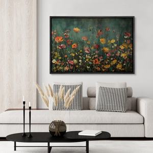 Peinture à l'huile encadrée Scène de fleurs en pleine floraison, Artisanale sur toile, pour la décoration de paysages, de spas et de salles de méditation - Product Image 4