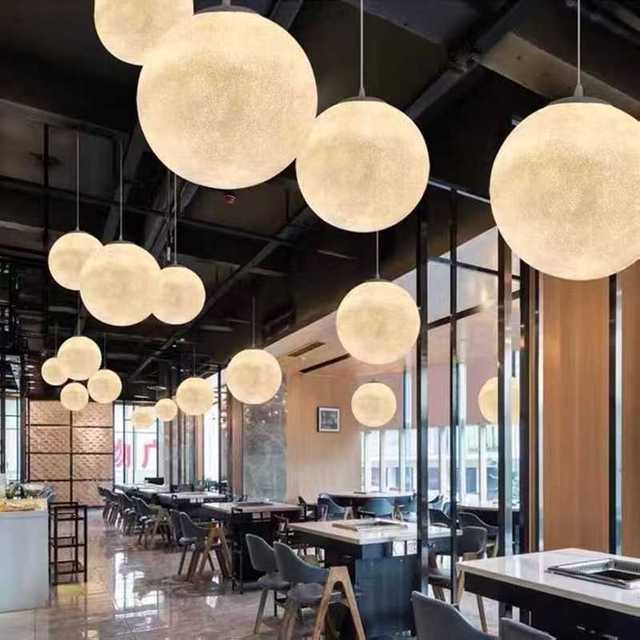 Nordic Full Moon Rectangle E26 Small Chandelier Pendant Light Novelty Hanging Ceiling Living Restaurant Bedroom Bar Table Lights