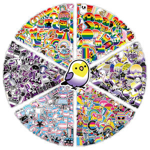 50 Uds. Pegatina de pared Gay colorida mixta, decoración de PVC impermeable personalizada, pegatinas de fiesta de homosexualidad para adultos, álbum de recortes de teléfono - Product Image 1