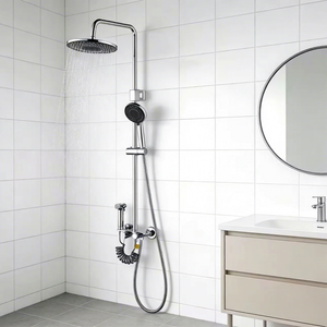 Ensemble de douche de haute qualité en acier inoxydable 304 avec pommeau de douche pluie et <span class=keywords><strong>mitigeur</strong></span> thermostatique manuel 4 fonctions pour salle de bain - Product Image 1