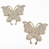 QIAO auto-adhésif Hotfix papillon en forme d'arc strass Patch verre Applique cristal autocollants pour bricolage décorations de vêtement
