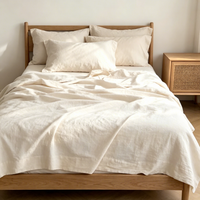 Ensemble de literie en lin et coton uni minimaliste et calme pour la chambre à coucher