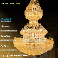 Lustre suspendu moderne de luxe européen en cristal pour restaurant, salle de banquet, grand lustre personnalisé en or, double lustre de plafond