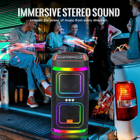 Haut-parleur portable sans fil haute puissance avec subwoofer, basses profondes, pour fêtes en extérieur, compatible V5.3, étanche IPX-6, commande vocale, carte TF, USB