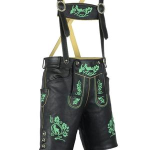 Lederhosen authentiques alpins noirs en cuir, tailles européennes 46 à 62, en stock - Product Image 1