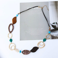 Kalung Tali Katun Kayu Avalaya dan Kerang Gaya Bohemian untuk Wanita
