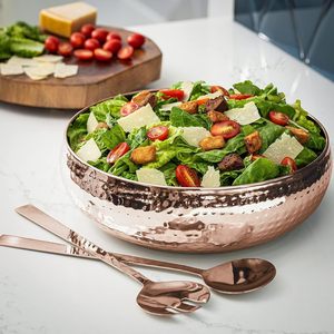 Copper Salad Bowl and <b>Serving</b> <b>Spoons</b> Customized High Grade Anti-Rust Stainless Steel Durable and Heavy Gauge Built for Parties - Product Image 2