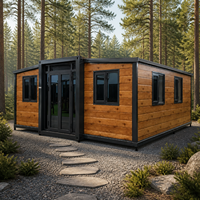 Maison conteneur extensible à double aile en bois, mini-maison préfabriquée, cabane de villégiature en bord de lac, fournisseur d'usine en gros