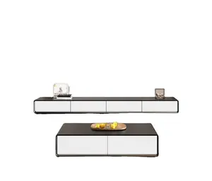 Nordic minimalista mobile TV tavolo da tè combinazione set semplice e moderno piccola casa ultra sottile noce personalizzazione del colore