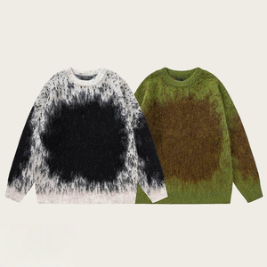 Suéter Personalizado con Degradado Ombre, Estilo Mohair, Cuello Redondo, Unisex, Oversize, Tejido Suave y Esponjoso, Estilo Urbano - Product Image 6