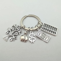 Porte-clés Arbre de la prospérité et de la richesse financière, Calculatrice abaque, Sac d'argent en dollars américains, Arbre à monnaie, pour comptable