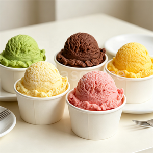 ชุดโมเดลที่ตักไอศกรีมพลาสติกสีสันสดใส ถ้วยกระดาษสีขาวสำหรับเจลาโต้จำลอง ของตกแต่งหน้าร้านขนมหวาน สำหรับถ่ายภาพอาหาร - Product Image 2