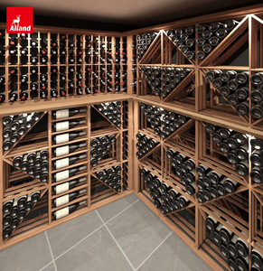 Armoire à vin AllandCabinet, style antique classique, en bois massif, pliable, système de rangement pour cave, meubles de maison, étagères à vin - Product Image 2
